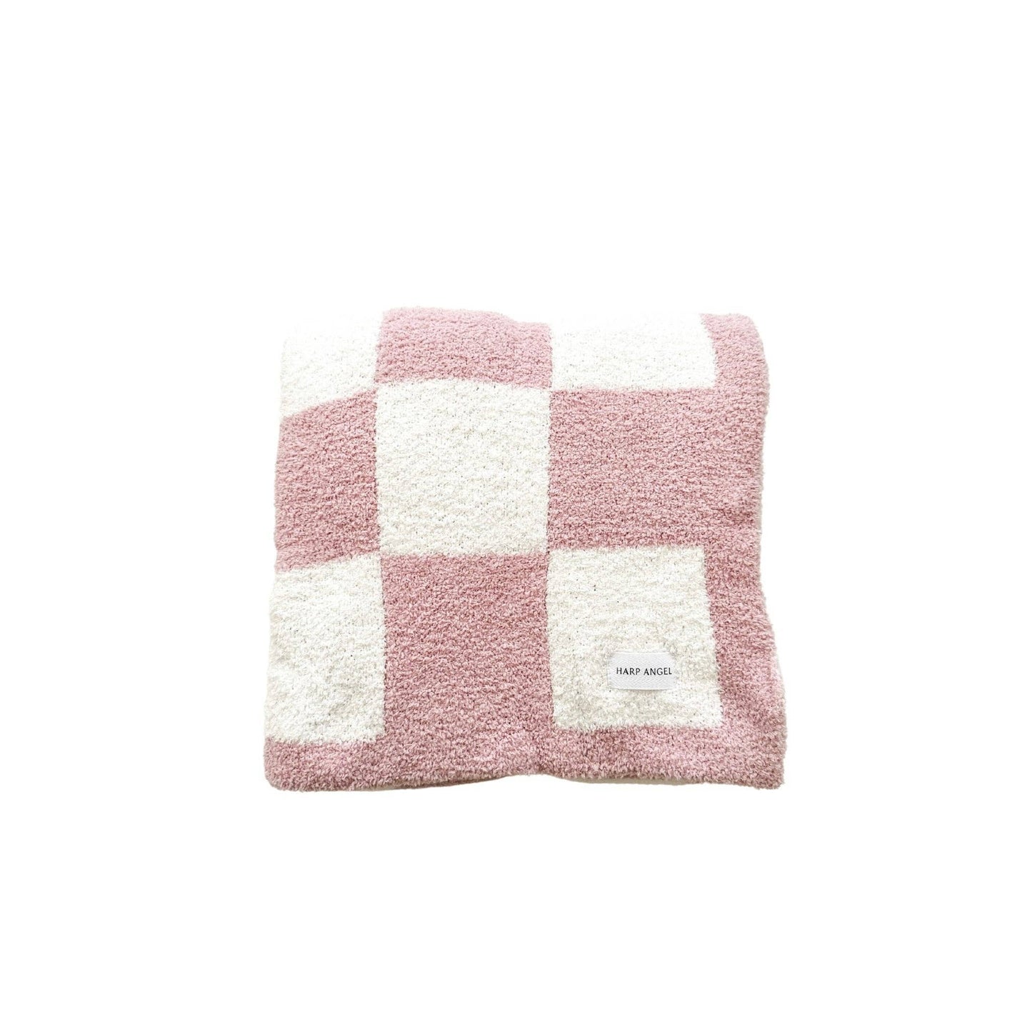 Checker Plush Blanket - Pink/White