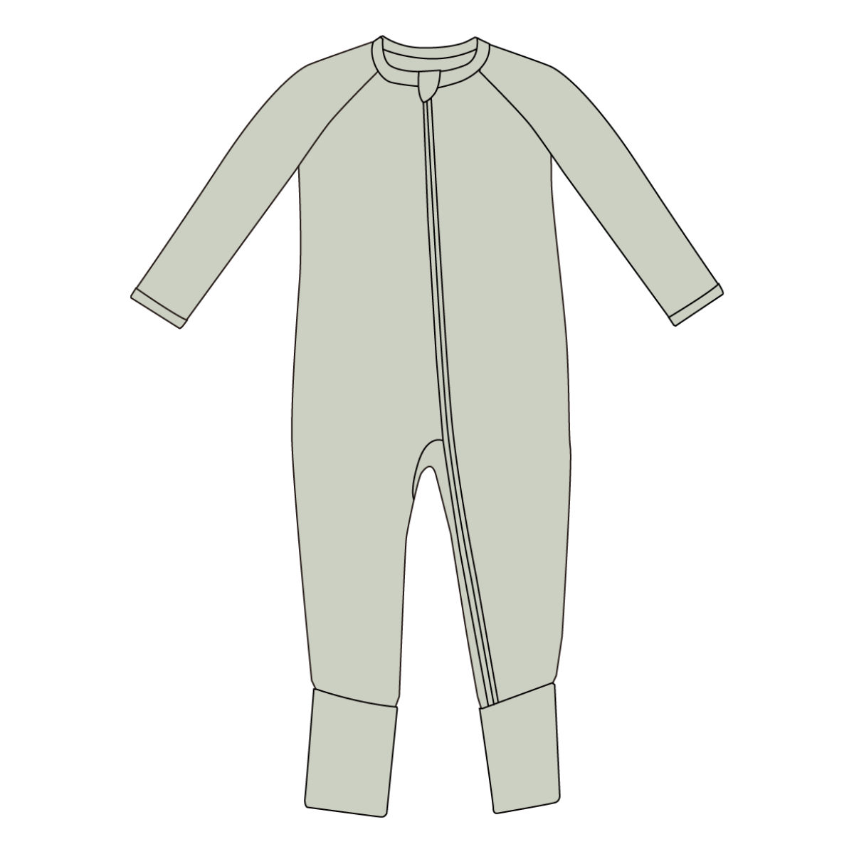 Bamboo Convertible Baby Footie Romper Pajama - Sage