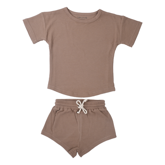 Waffle Toddler Top & Bottom Set in Cocoa Sand